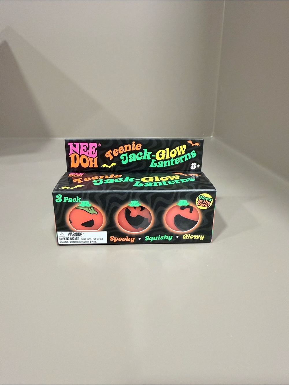 Needoh Teenie Jack-Glow Lanterns Halloween 3-Pack - Orange